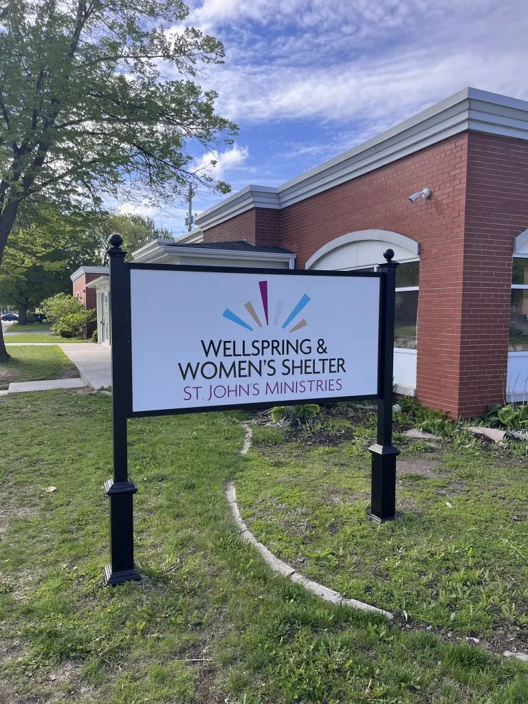 Wellspring Women's Shelter sign