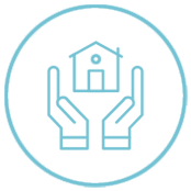 Illustration of home between to hands