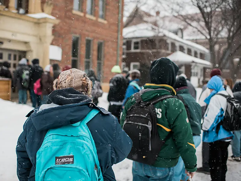 Men in line at St. John's Ministries Men's Shelter