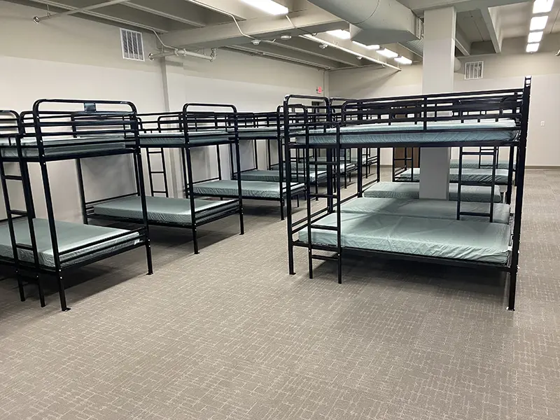 bunk beds in women's shelter