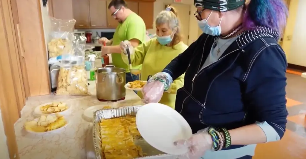 Guests preparing food for a cooking contest